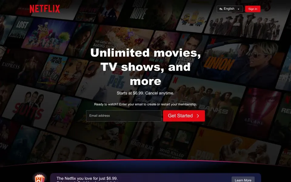 netflix.com homepage in 2024