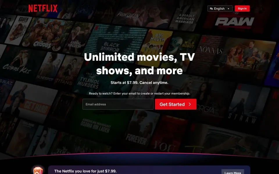 netflix.com homepage in 2025