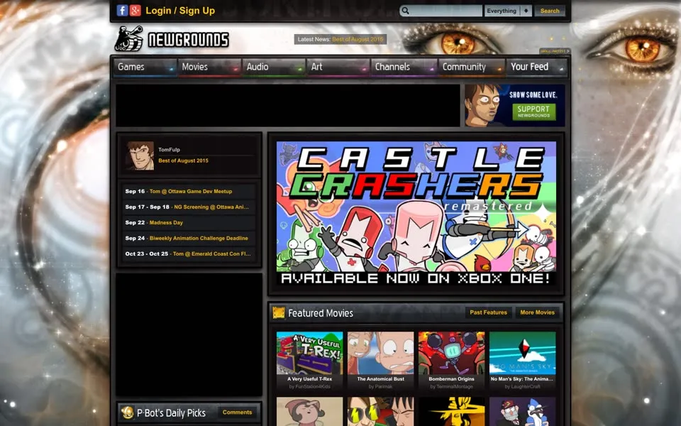 newgrounds.com homepage in 2015