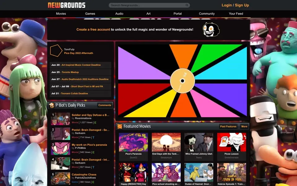 newgrounds.com homepage in 2022