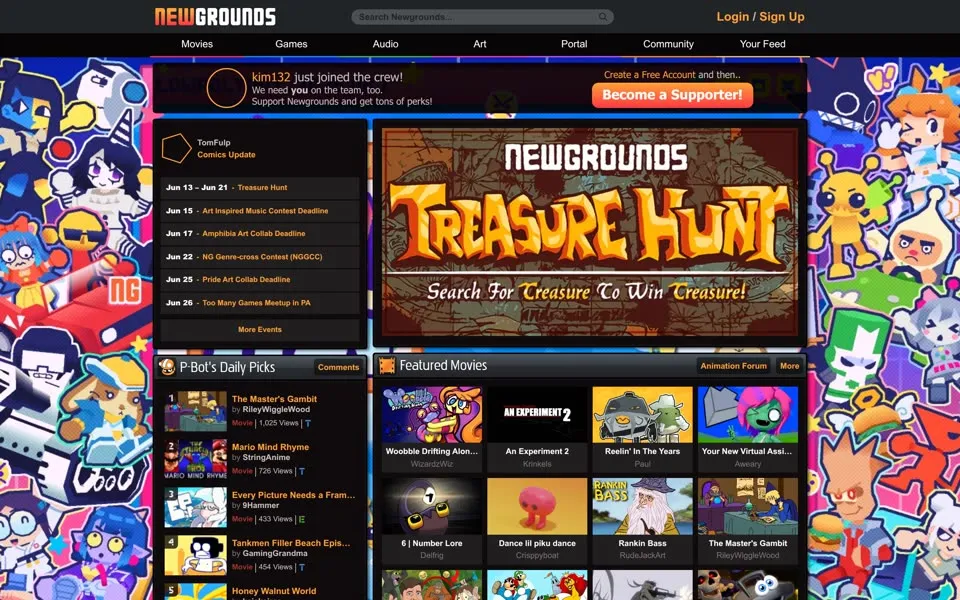 newgrounds.com homepage in 2026