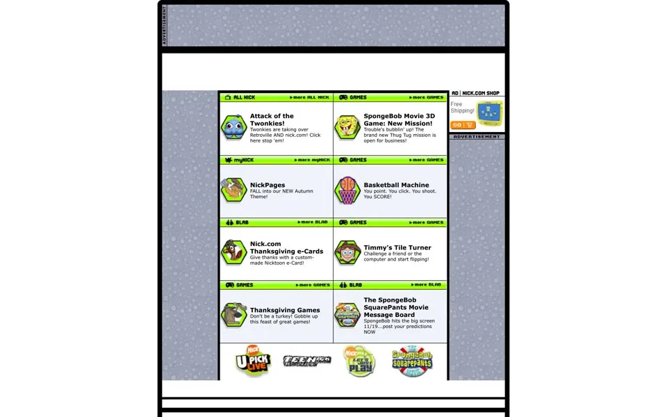 nick.com homepage in 2004