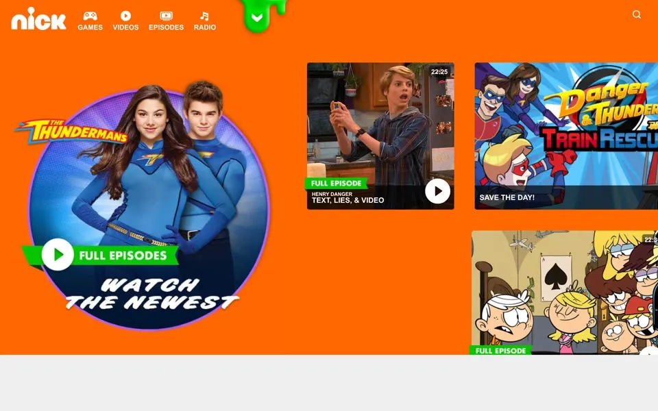 nick.com homepage in 2016
