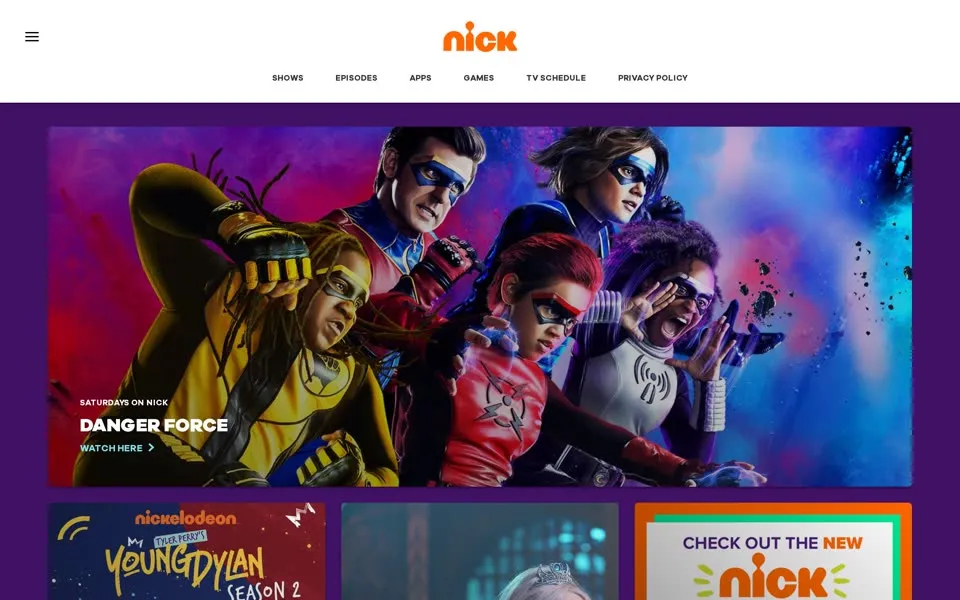 nick.com homepage in 2021