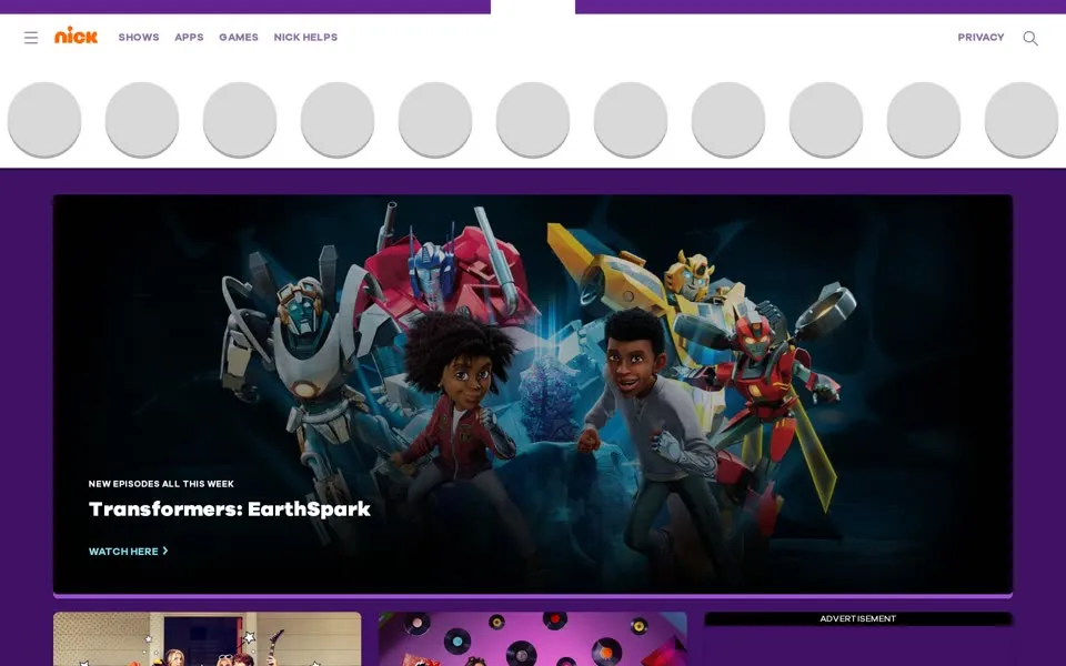 nick.com homepage in 2023