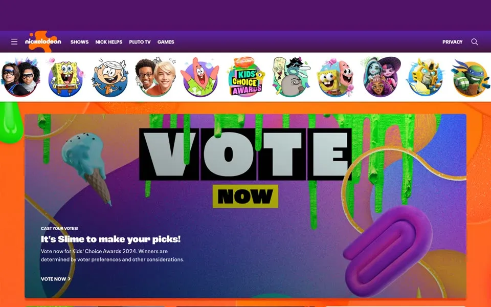 nick.com homepage in 2024