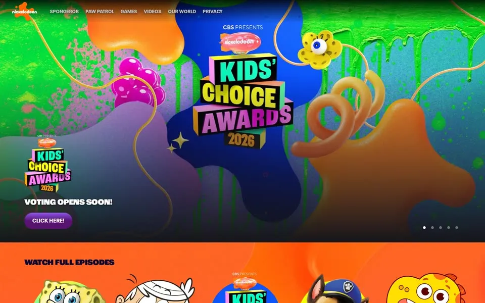 nick.com homepage in 2026