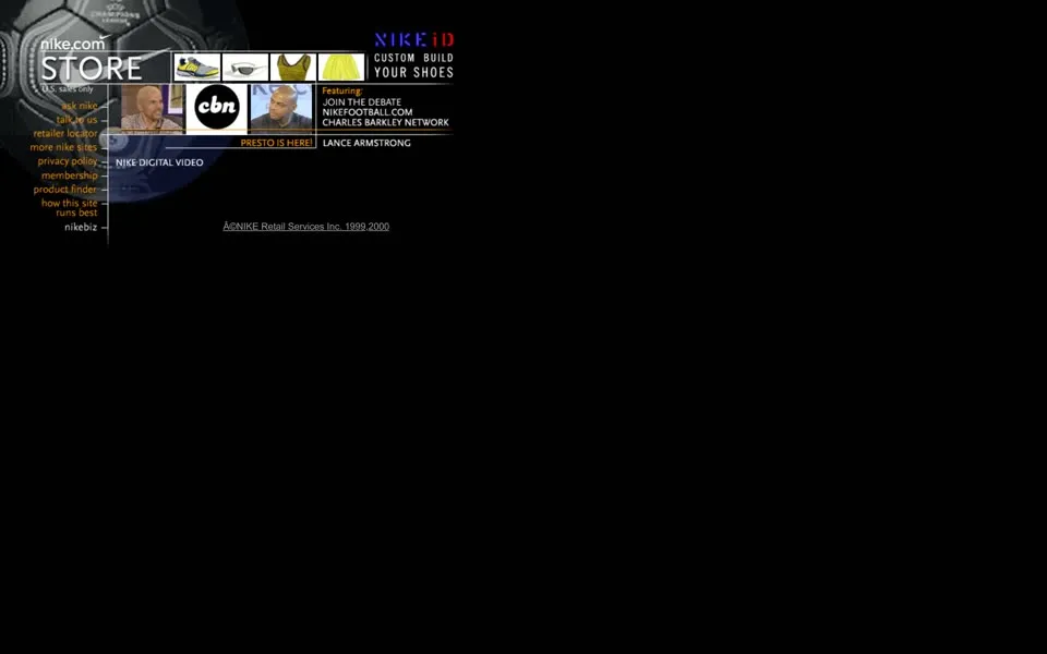 nike.com homepage in 2000