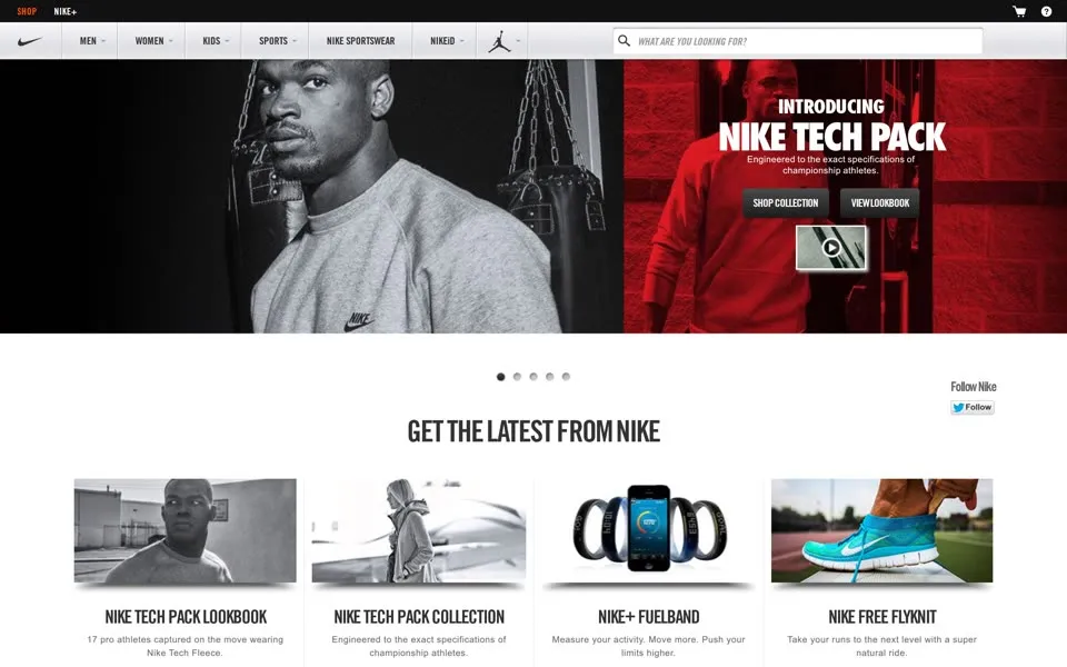 nike.com homepage in 2013
