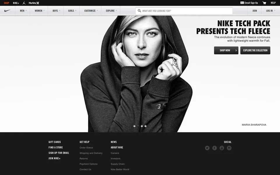 nike.com homepage in 2015