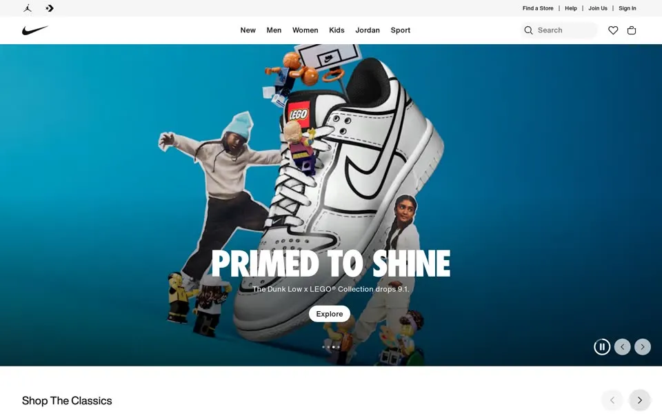 nike.com homepage in 2025