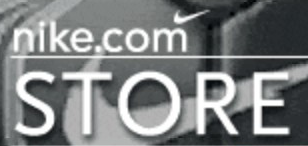 Nike logo on the 2000 nike.com homepage: White nike.com STORE wordmark