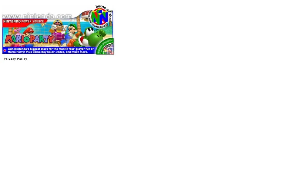 nintendo.com homepage in 1999