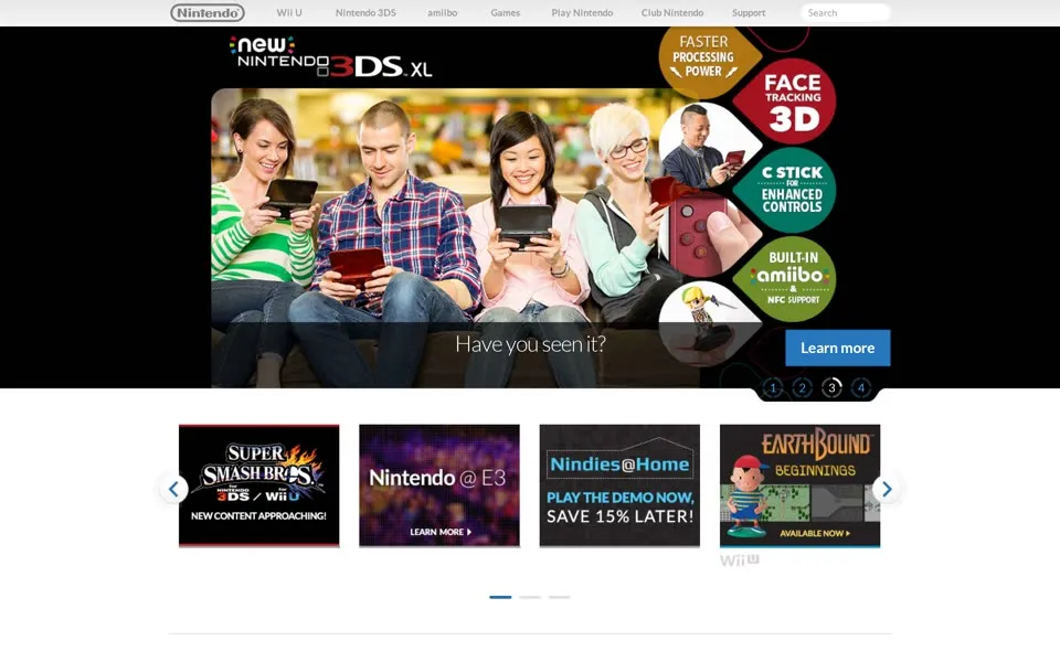 nintendo.com homepage in 2015