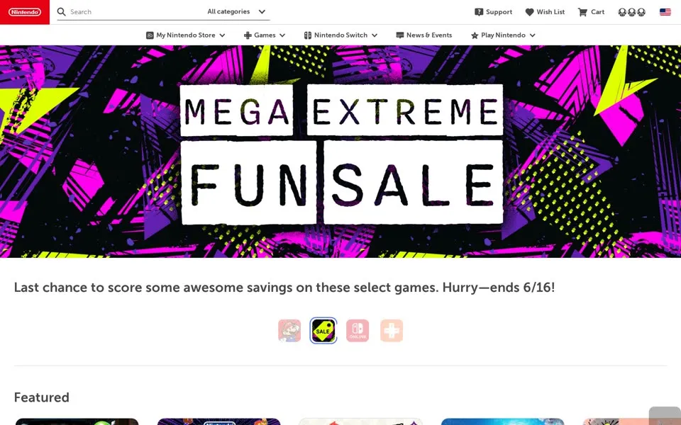 nintendo.com homepage in 2024
