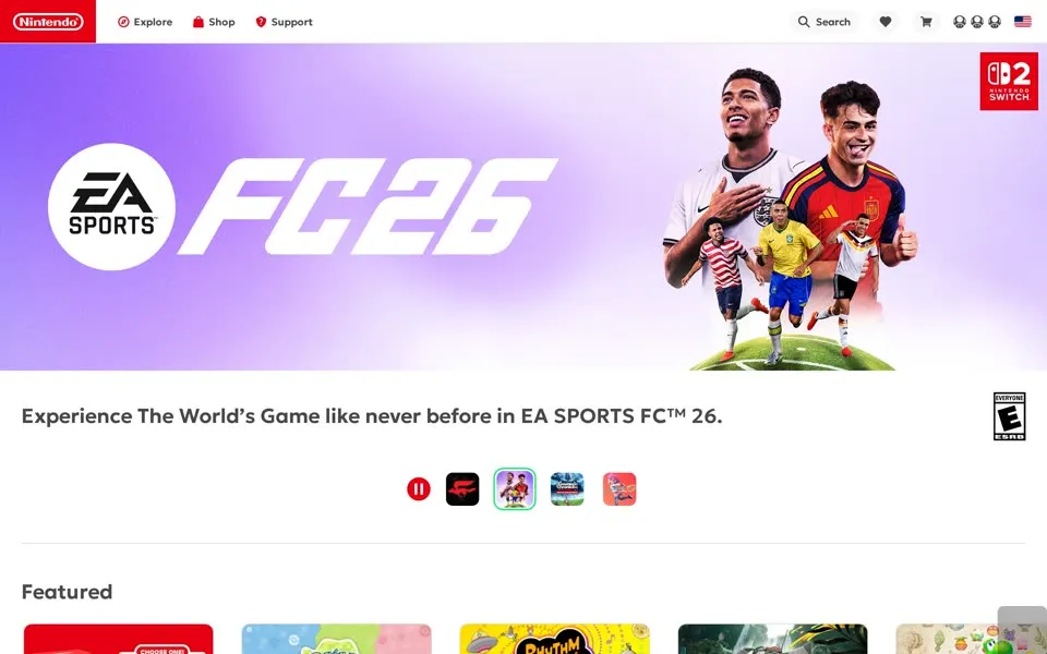 nintendo.com homepage in 2026