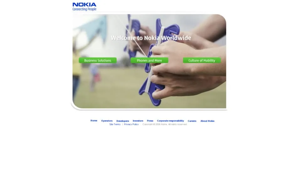 nokia.com homepage in 2006