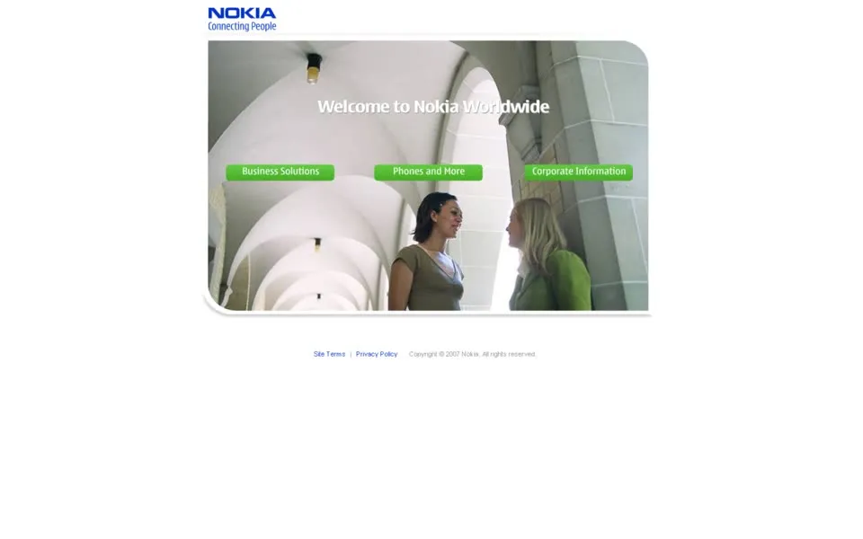 nokia.com homepage in 2007
