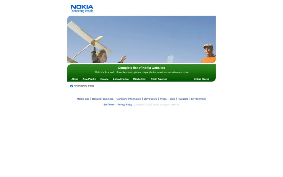 nokia.com homepage in 2009