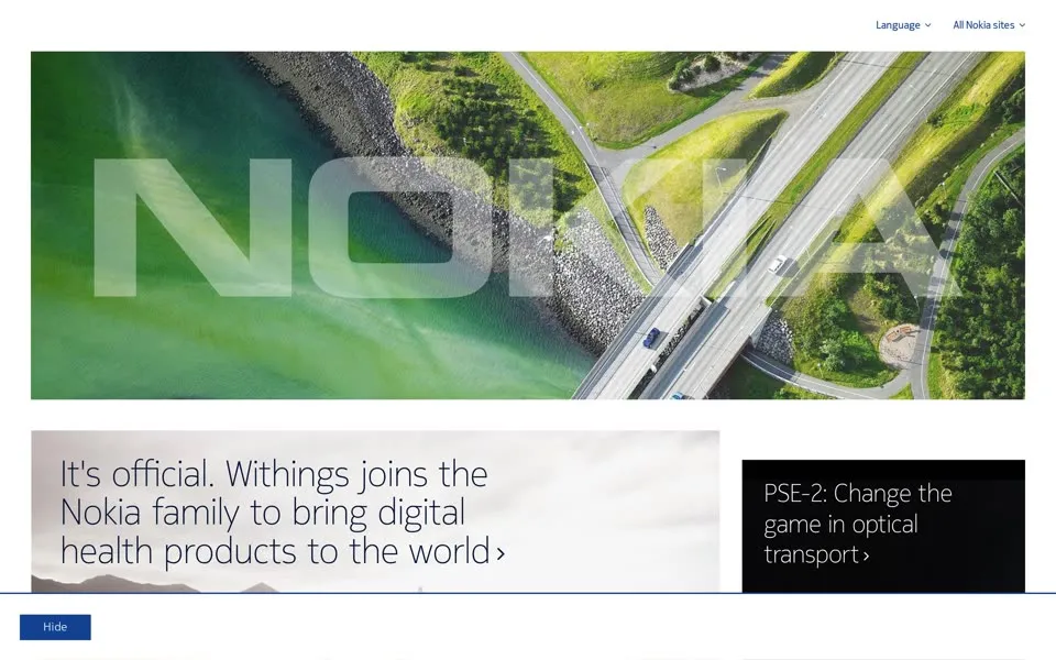 nokia.com homepage in 2016