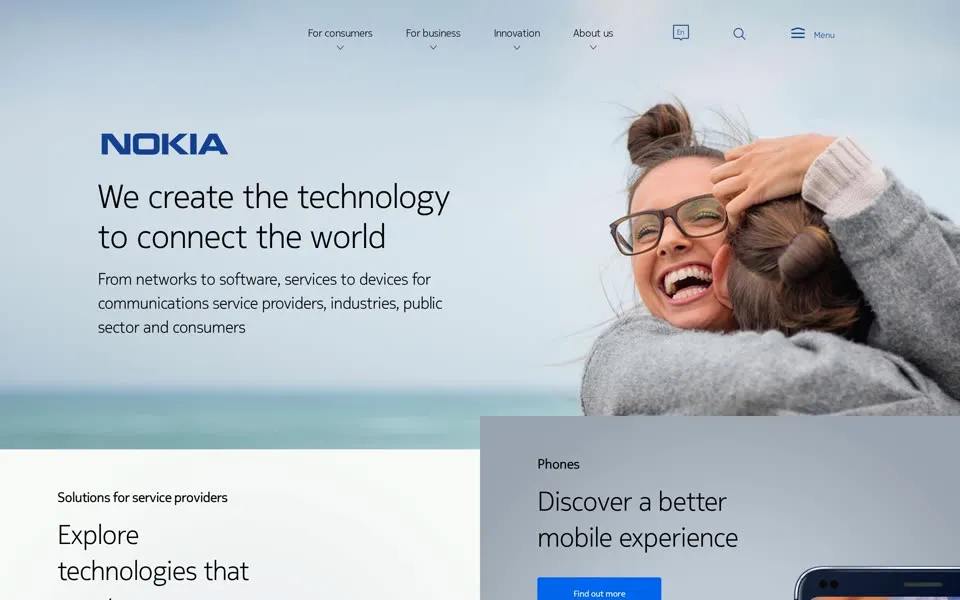 nokia.com homepage in 2019