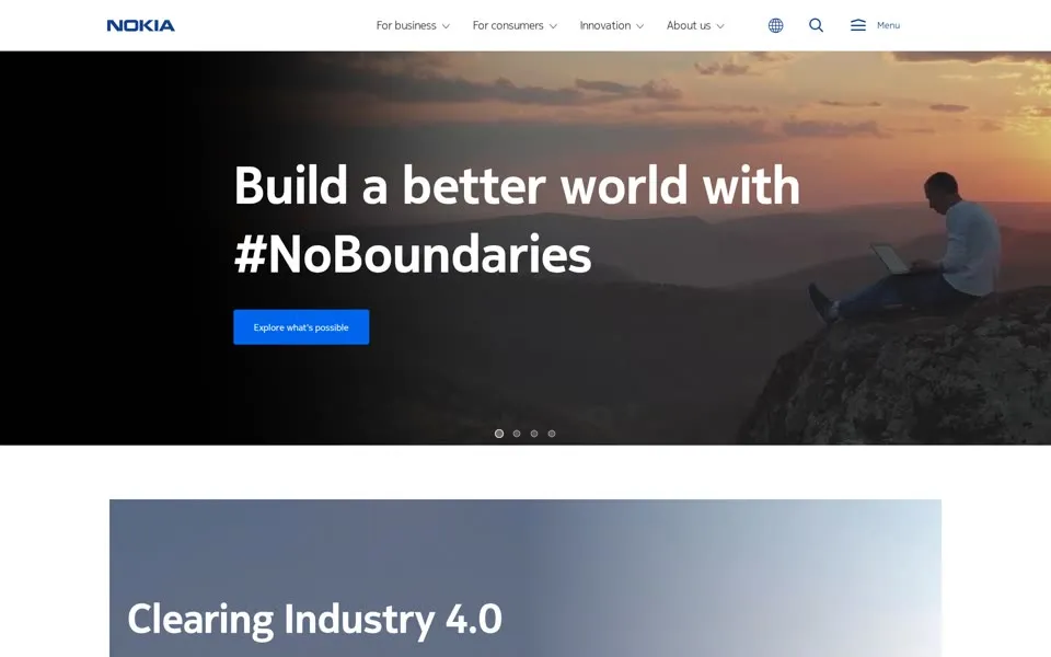 nokia.com homepage in 2022