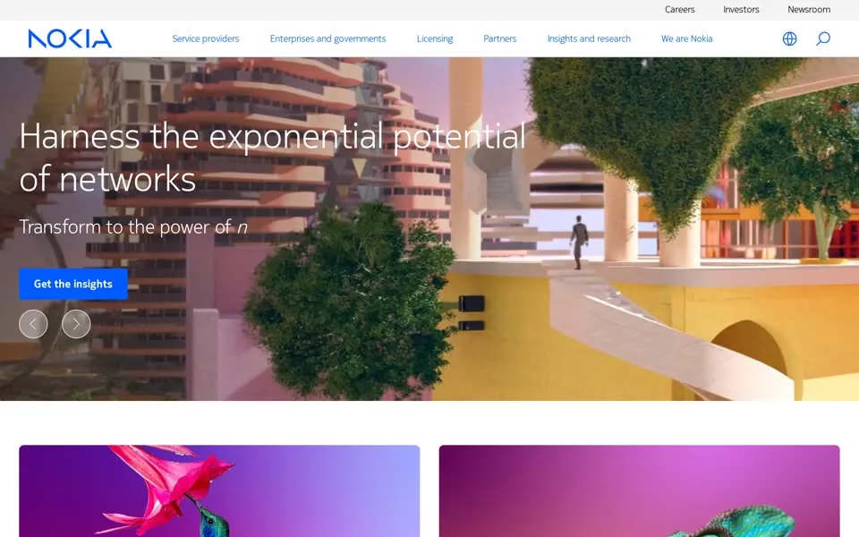 nokia.com homepage in 2023