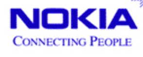 Nokia logo on the 1996 nokia.com homepage: Blue wordmark above a serif Connecting People slogan.