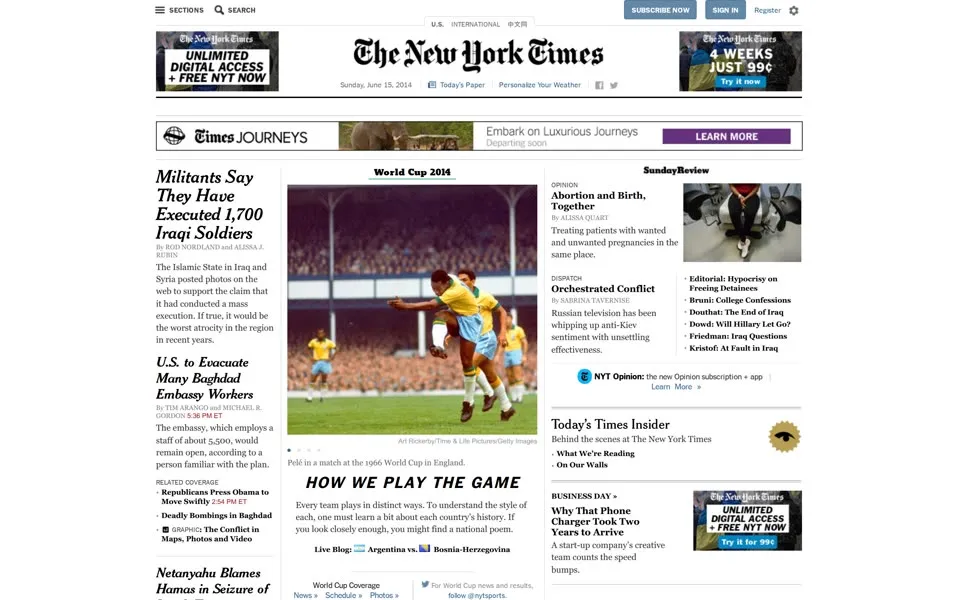 nytimes.com homepage in 2014