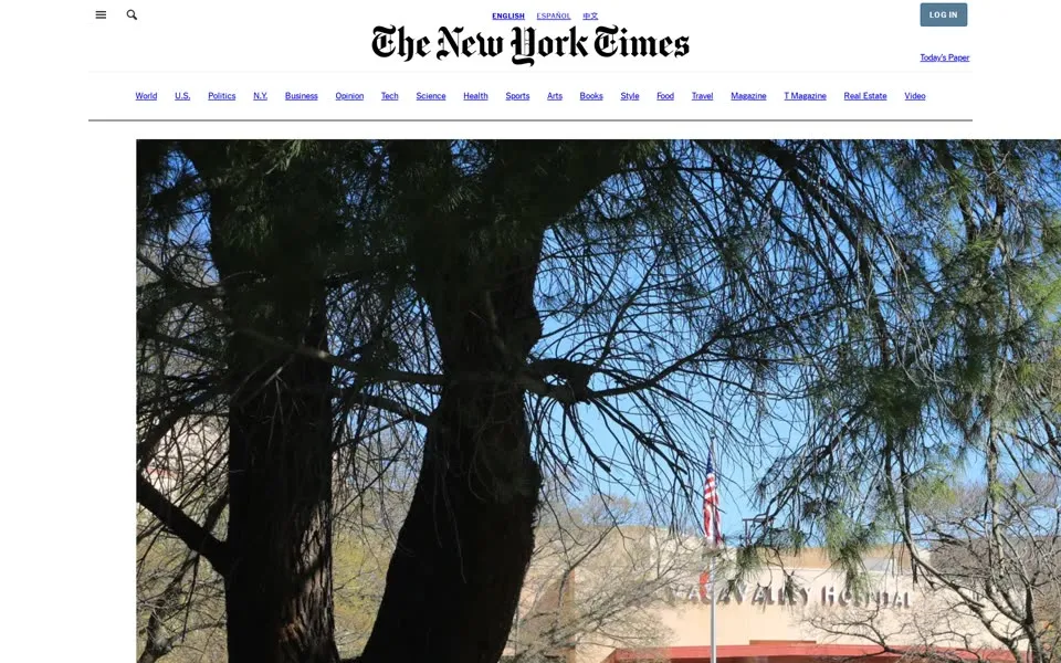 nytimes.com homepage in 2020