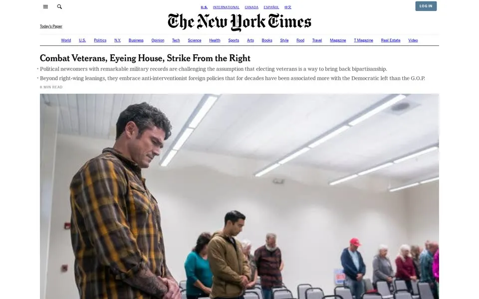nytimes.com homepage in 2022