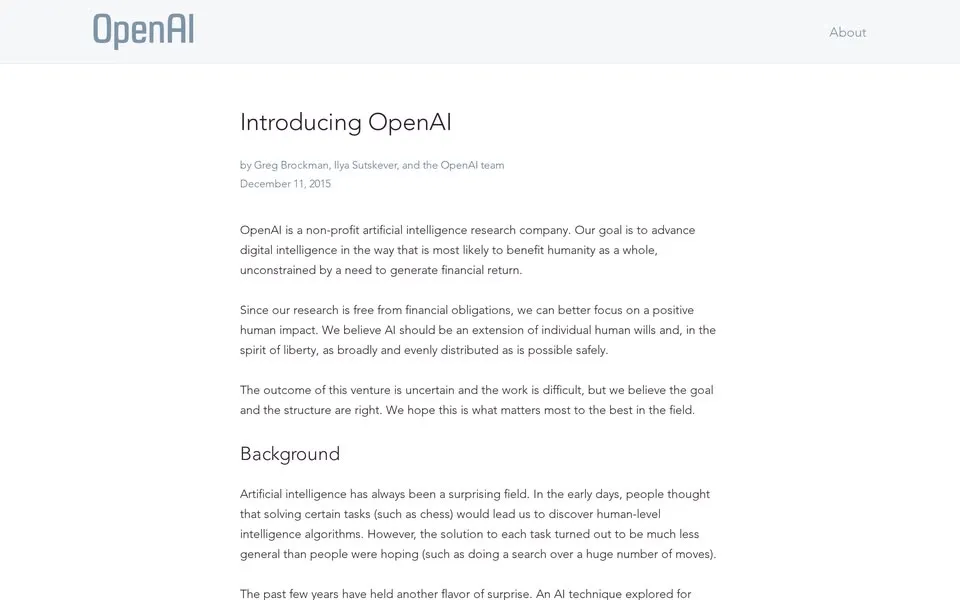 openai.com homepage in 2015
