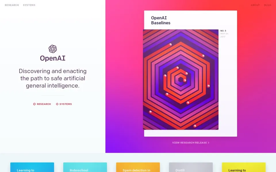 openai.com homepage in 2017