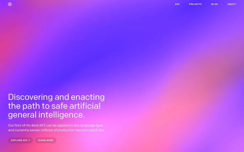 openai.com homepage in 2021