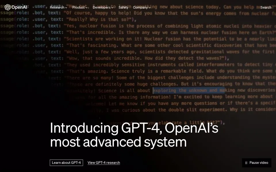 openai.com homepage in 2023