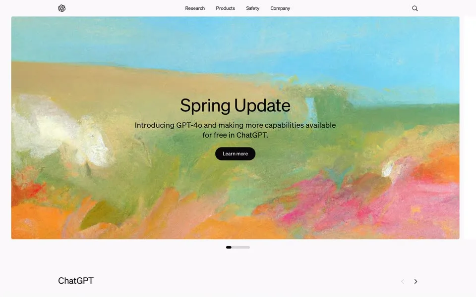 openai.com homepage in 2024