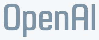 OpenAI logo on the 2015 openai.com homepage: Narrow blue-grey wordmark without a symbol.