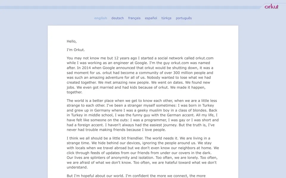 orkut.com homepage in 2017