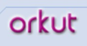 Orkut logo on the 2004 orkut.com homepage: Thin pink wordmark with a shaded edge