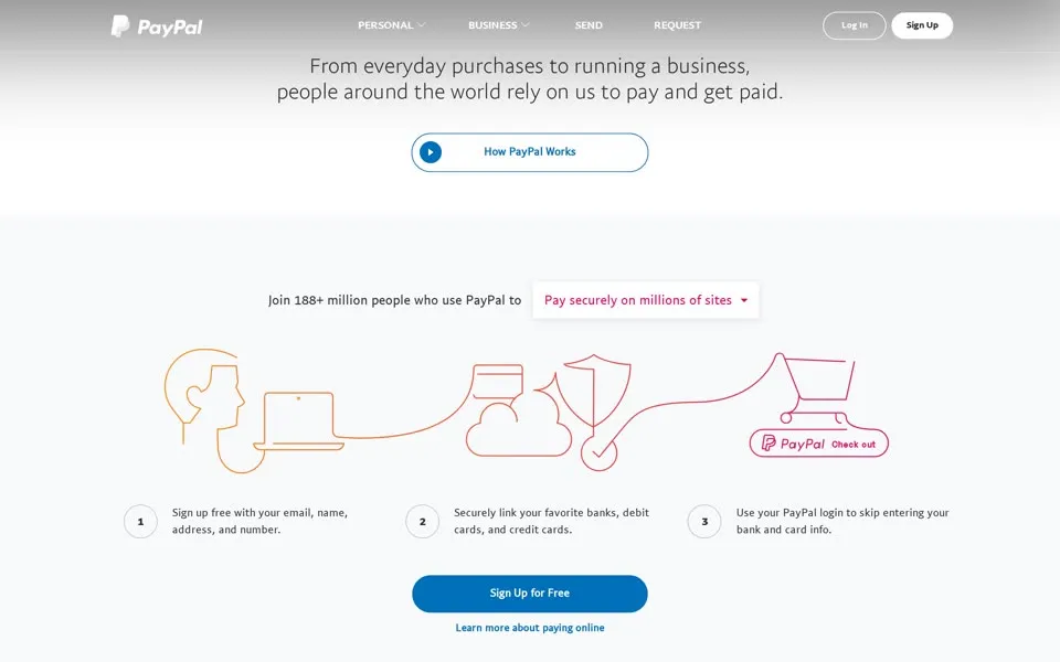 paypal.com homepage in 2017
