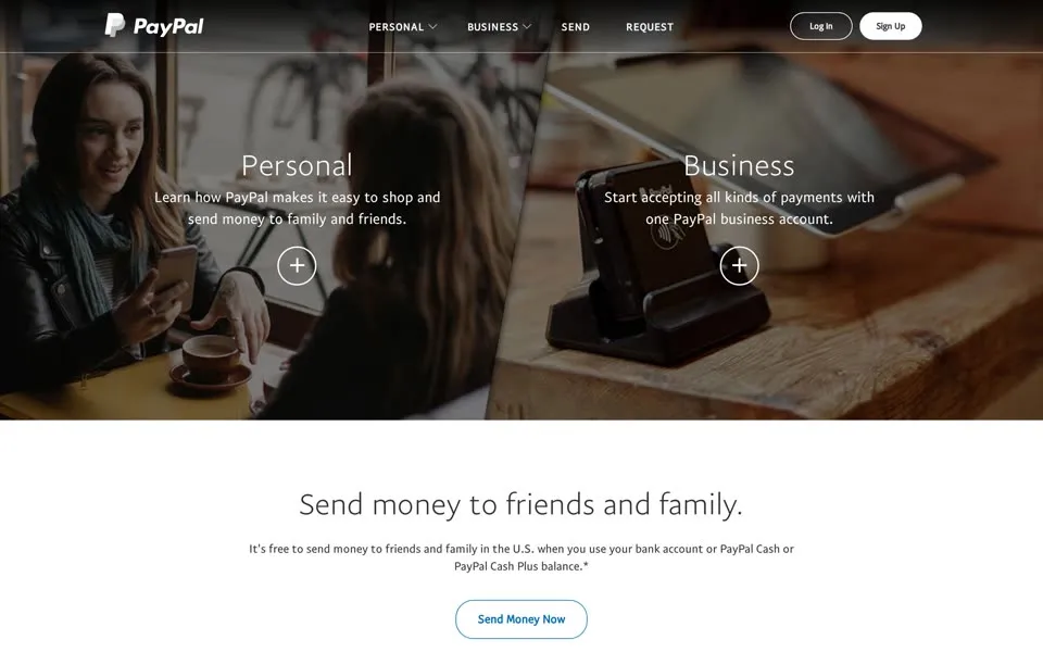 paypal.com homepage in 2019