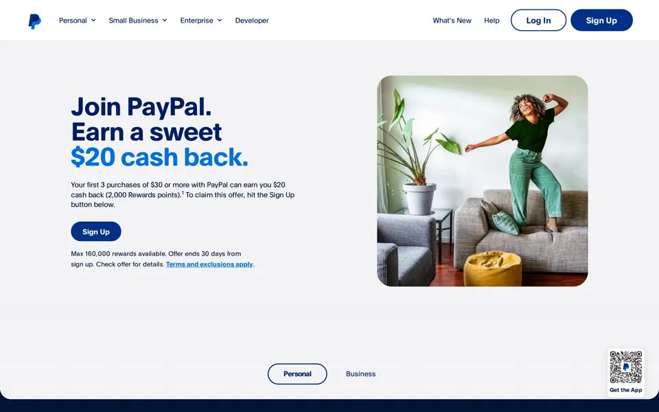 paypal.com homepage in 2024