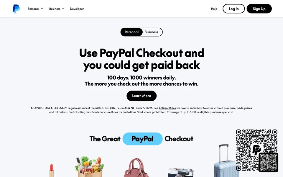 paypal.com homepage in 2025