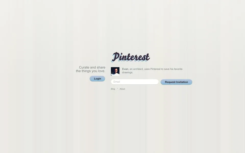 pinterest.com homepage in 2010