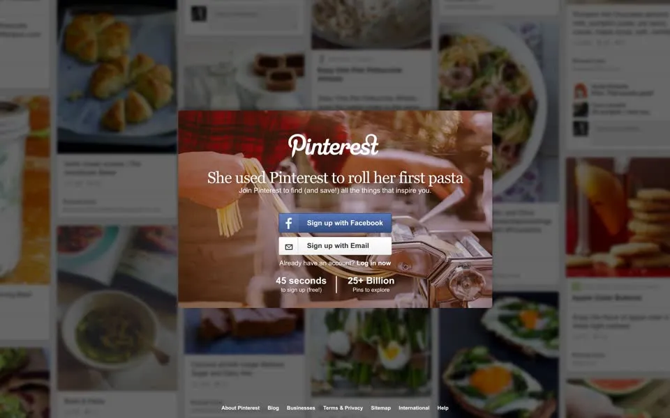 pinterest.com homepage in 2014