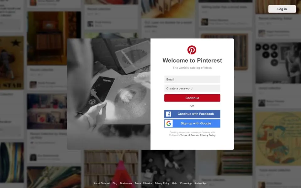 pinterest.com homepage in 2017