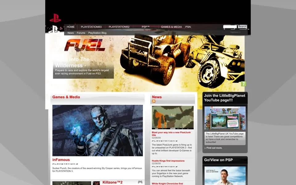 playstation.com homepage in 2009