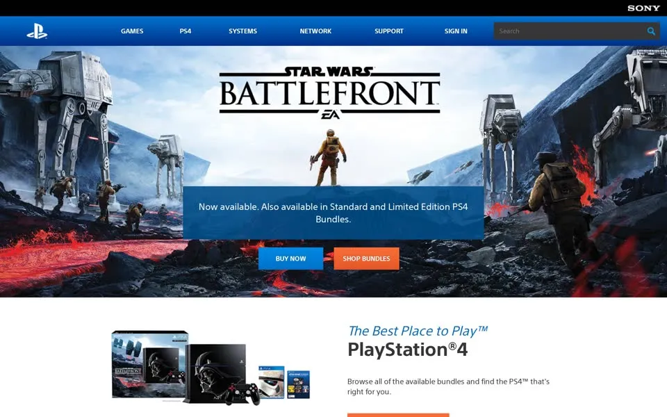 playstation.com homepage in 2015