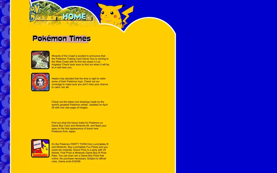 pokemon.com homepage in 1999