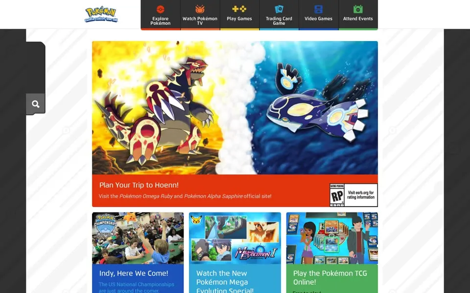 pokemon.com homepage in 2014